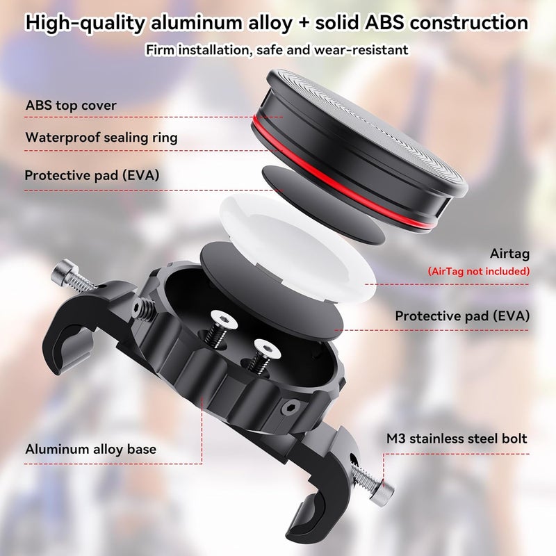 Dr.DJ for AirTag Bike Mount Hidden Under Seat - Waterproof Bike Airtag Holder, Anti-Theft GPS Tracker Case for Apple Tag, Heavy-duty Metal & ABS Material Includes Mounting Tools, for Bicycle, MTB/E-Bike - Image 4